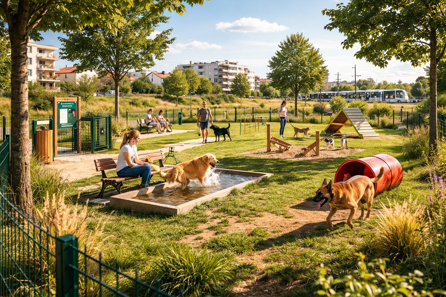 Projet de parc à chiens à Meyzieu, aux Servizières, avec espace clôturé et modules d’agility